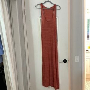 Vince Striped Slub Racerback Maxi Dress, Chili Orange - SIZE L